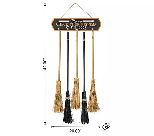 42"H Halloween Wooden Brooms ParkingPorch Decor