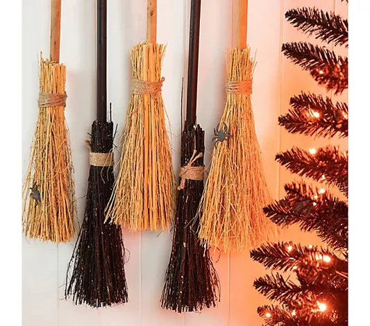 42"H Halloween Wooden Brooms ParkingPorch Decor